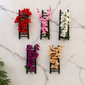 Pack of 5 Artificial Hanging Flower Wall Planters with Decorative Ladder Stands