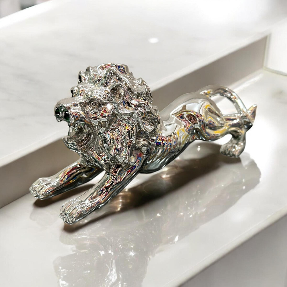 Golden & Silver Lion Sculpture