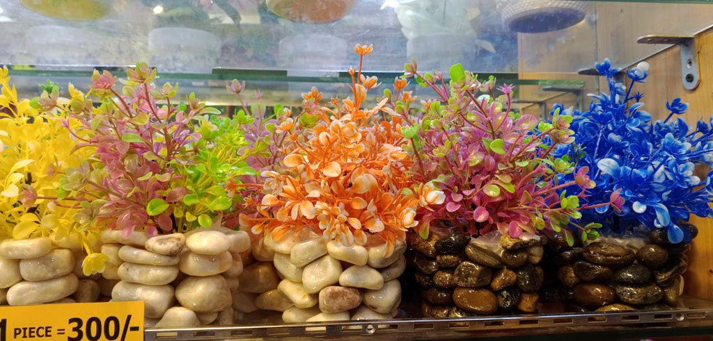 Pack of 4 Artificial Mini Plants with Pebble Pots – Decorative Tabletop Plants